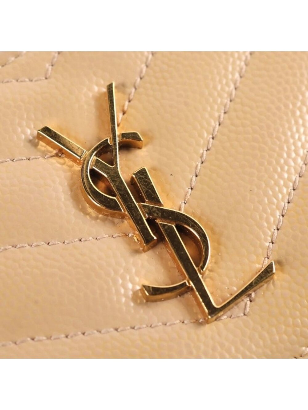 Saint Laurent Paris Round Zip Fragment Case Beige Card Holder - Picture 5 of 6